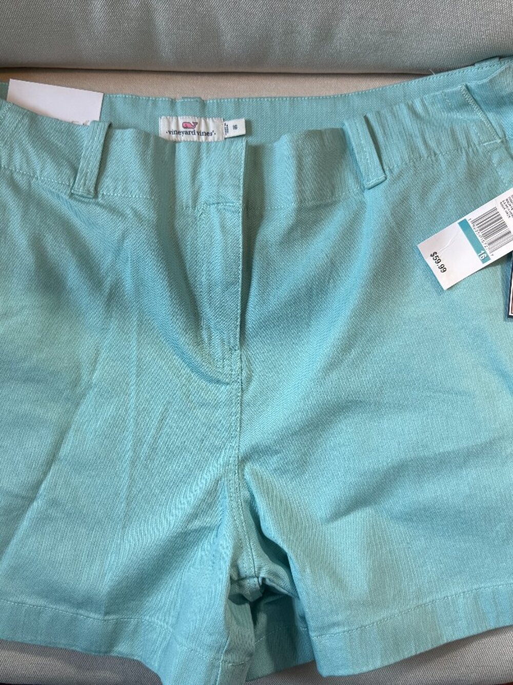 Vineyard Vines Women’s 3.5” Herringbone Every Day Shorts – Size 16 – Aqua Haze –